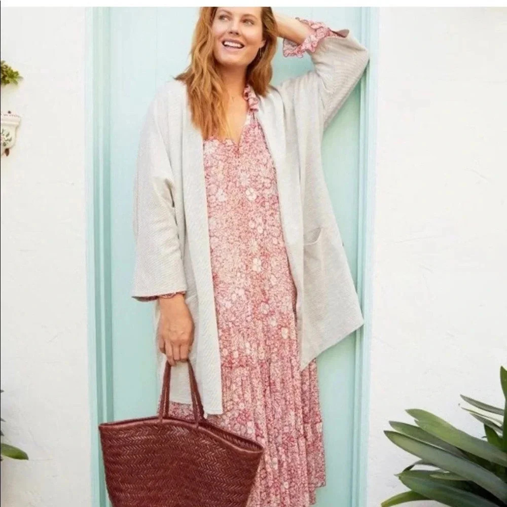 DONNI. Ribbed Sweatercoat Open Front Cardigan One Size Fits All
